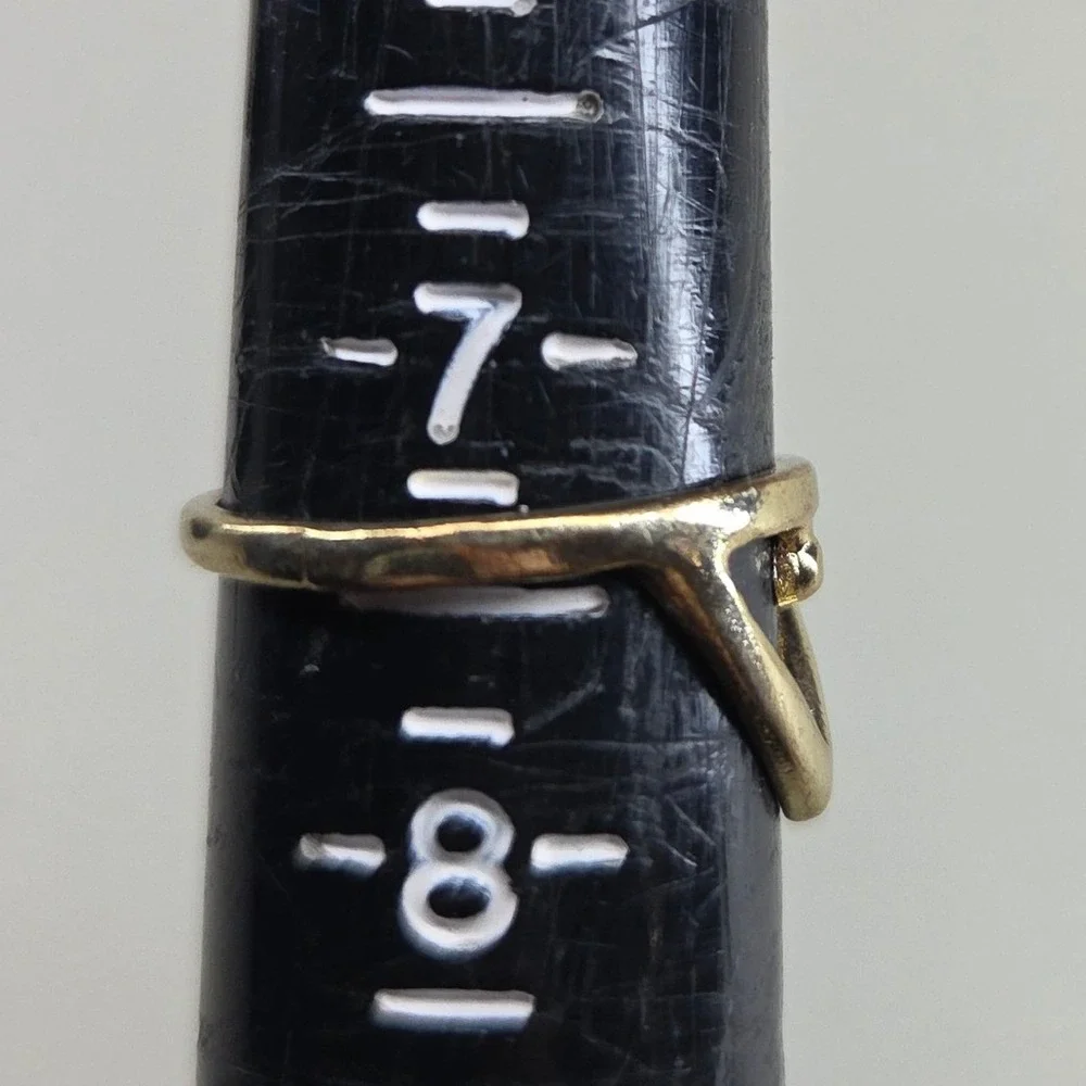 Gold Tone Geometric Open Triangle Ring Minimalist Modern Size 7.5